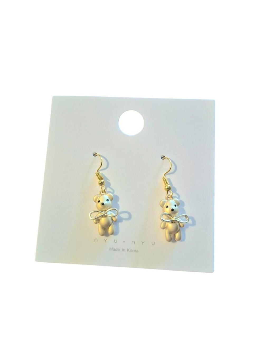 Gold tone teddy bear earrings